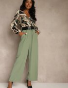 rosa Salopetă petrecută Verde-Bej cu Cordon și Pantaloni Lărgi Nittama