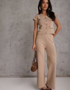 rosa Set Bej Vestă și Pantaloni Regular Annavie