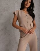 rosa Set Bej Vestă și Pantaloni Regular Annavie