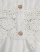 rosa Set din bumbac cu pantaloni scurți largi și bluză fără mâneci cu broderie Calie Alb