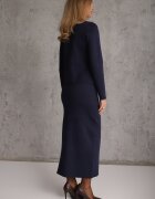 rosa Set elegant din tricot cu vâscoză Napoleon Jacket și fustă creion Liomix Bleumarin