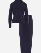 rosa Set elegant din tricot cu vâscoză Napoleon Jacket și fustă creion Liomix Bleumarin