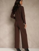 rosa Set Elegant Maro din Tricot cu Viscoză Cardigan și Pantaloni Delinavea