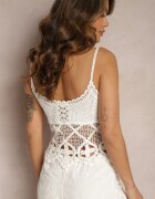 rosa Top Croșetat Alb De bumbac Stil Boho Ankeria