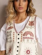 rosa Vestă Bej deschis din Bumbac Decorată cu broderie Încheiată cu nasturi Eleasea