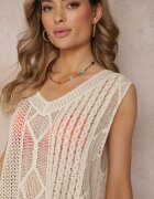 rosa Vestă Top Tricotată Bej din Bumbac Editna