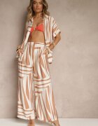 rosita Compleu Bej oversize cu in Cămașă și Pantaloni Largi Miravinia