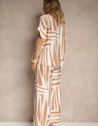 rosita Compleu Bej oversize cu in Cămașă și Pantaloni Largi Miravinia