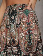 rosita Fustă Bej-Neagră din Vâscoză Decorată cu Motiv Paisley Ellivae