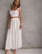 rosita Fustă Cloș Maxi Albă din Viscoză cu Benzi textile Wintelis