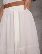 rosita Fustă Cloș Maxi Albă din Viscoză cu Benzi textile Wintelis