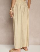 rosita Pantaloni Bej din Viscoză High Waist cu Croială Largă Divlise