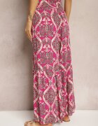 rosita Pantaloni Mov închis Largi din Viscoză cu Model Ornamental High Waist Cramelia