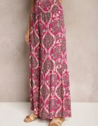 rosita Pantaloni Mov închis Largi din Viscoză cu Model Ornamental High Waist Cramelia