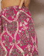 rosita Pantaloni Mov închis Largi din Viscoză cu Model Ornamental High Waist Cramelia
