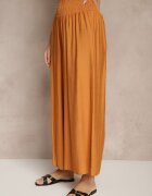 rosita Pantaloni Portocalii din Viscoză cu croială largă High Waist Orrana