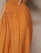rosita Pantaloni Portocalii din Viscoză cu croială largă High Waist Orrana