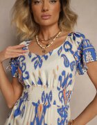 rosita Rochie Albastră din Viscoză Decorată cu Motiv Geometric Clevessa
