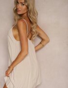 rosita Rochie Bej Casual din Viscoză cu croială dreaptă cu bretele reglabile Wilantia