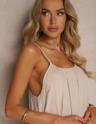rosita Rochie Bej Casual din Viscoză cu croială dreaptă cu bretele reglabile Wilantia