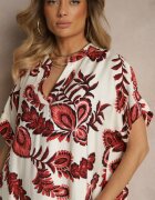 rosita Rochie Bordo cu in și viscoză cu flori etnice cu croi drept Natireia