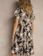 rosita Rochie Evazată Neagră cu In Decorată cu Legătură cu Franjuri Fevienne