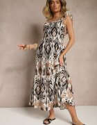 rosita Rochie Neagră Cloș Din viscoză Legată la spate Cu model Boho Turieza