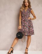 rosita Rochie neagră evazată florală din viscoză Selesima