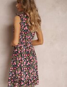 rosita Rochie neagră evazată florală din viscoză Selesima