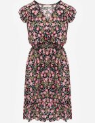 rosita Rochie neagră evazată florală din viscoză Selesima