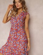 rosita Rochie Roșie Cloche cu flori din viscoză Selesima