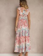 rosita Rochie Roz evazată din vâscoză legată la spate cu model boho Turieza