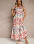 rosita Rochie Roz evazată din vâscoză legată la spate cu model boho Turieza