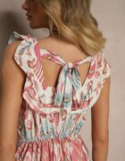 rosita Rochie Roz evazată din vâscoză legată la spate cu model boho Turieza