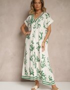 rosita Rochie tip cutie Verde-Bej din Vâscoză și In Sadeone