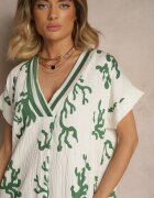 rosita Rochie tip cutie Verde-Bej din Vâscoză și In Sadeone
