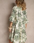 rosita Rochie Verde-Bej cu In cu croială evazată decorată cu imprimeu metalic Filinwena