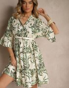 rosita Rochie Verde-Bej cu In cu croială evazată decorată cu imprimeu metalic Filinwena