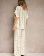 rosita Set Bej deschis din Viscoză și In Pantaloni și Cămașă cu Motiv Geometric Fevalette