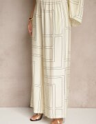 rosita Set Bej deschis din Viscoză și In Pantaloni și Cămașă cu Motiv Geometric Fevalette