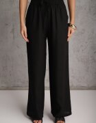 rosita Set de vară din vâscoză și in pantaloni și bluză cu nasturi decorativi Belone Negru