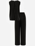 rosita Set de vară din vâscoză și in pantaloni și bluză cu nasturi decorativi Belone Negru