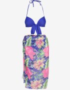 rosse line Bikini Albastru Chiloți Slip Sutien cu Legătură și Pareo Floral Folanira