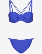 rosse line Bikini Albastru Chiloți tip slip și Sutien cu Bretele Decorative Fadelinna