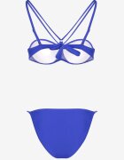 rosse line Bikini Albastru Chiloți tip slip și Sutien cu Bretele Decorative Fadelinna
