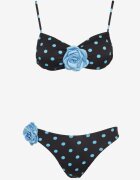 rosse line Bikini Albastru deschis cu buline cu aplicații florale Sutien și Chiloți Loritia