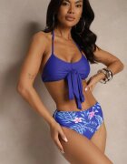 rosse line Bikini Albastru Sutien cu Legătură și Chiloți cu Strat Suplimentar de Plasă Zarionea