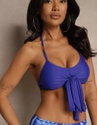 rosse line Bikini Albastru Sutien cu Legătură și Chiloți cu Strat Suplimentar de Plasă Zarionea