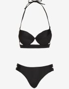 rosse line Bikini Chiloți Slip Negre cu Decupaje și Sutien cu Bretele Decorative Kinalana