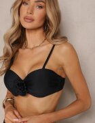 rosse line Bikini Chiloți Sutien Negru Decorat cu Floare 3D Tenionea